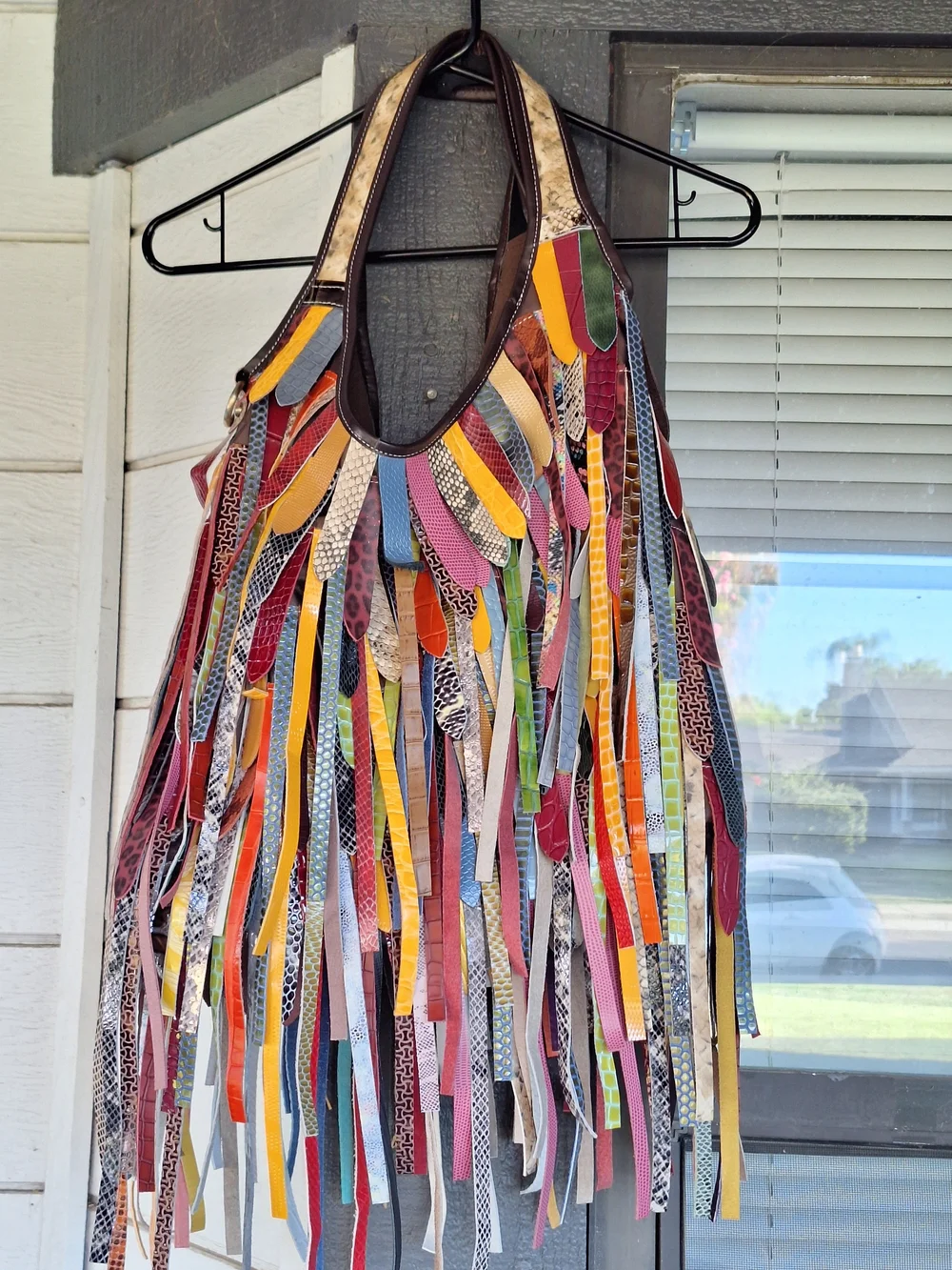 NWT Boho Multicolor Fringe Leather Tote Bag - Women 16X23 Inched